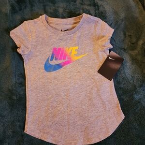 Nike Kids Heather Gray Tee with Colorful Logo